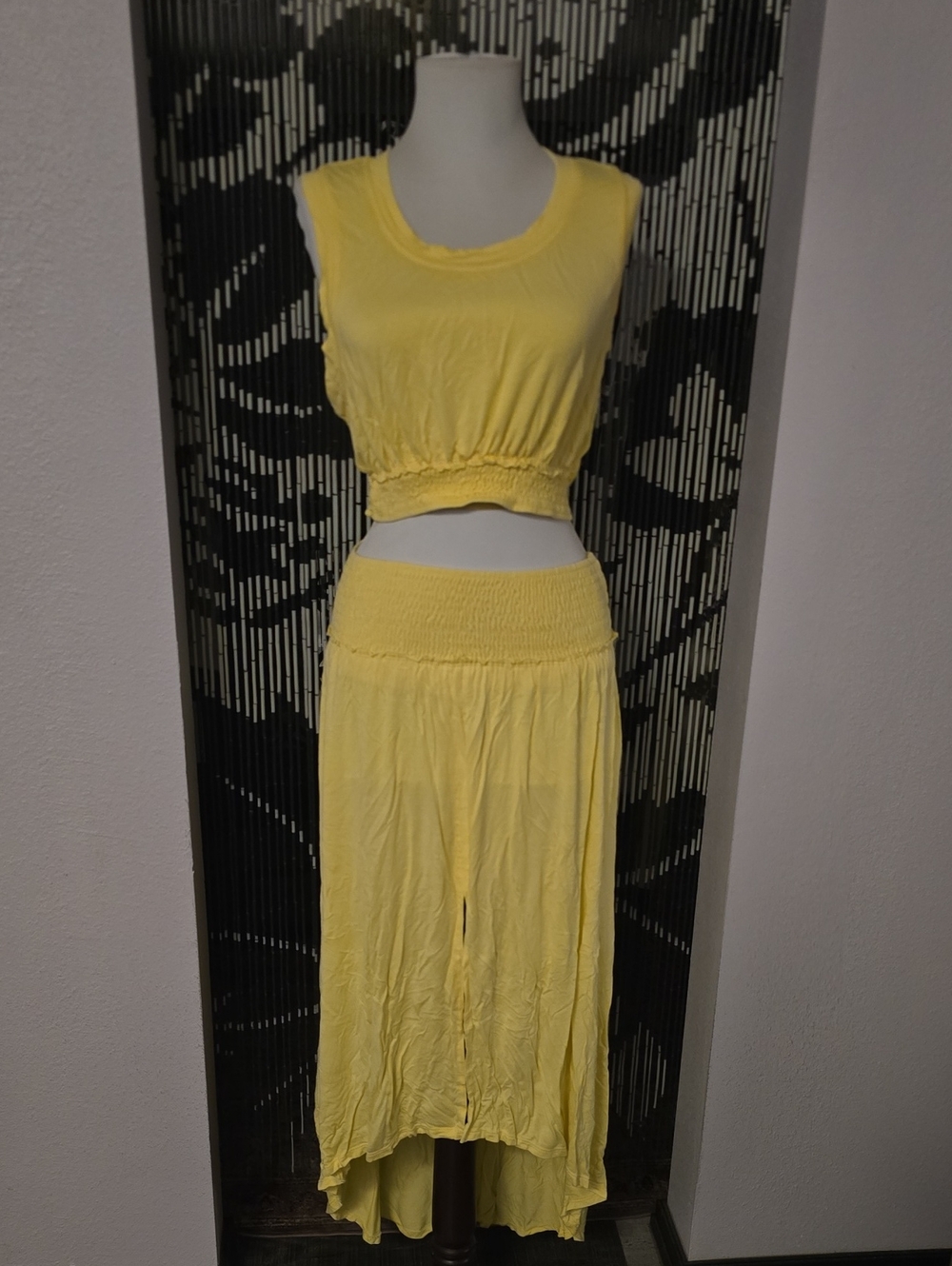 Free People Beach Yellow Tank and High Low Skirt Set Size Large